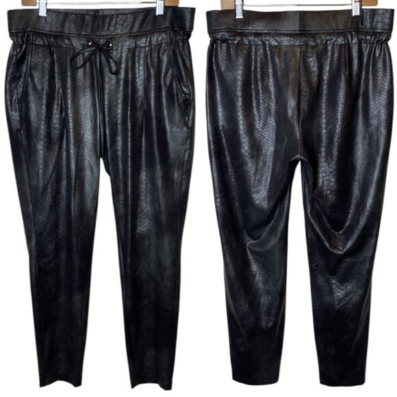 Raffaello Rossi Candice O Less Faux Leather Pant Black Jogger size 42 / US 12